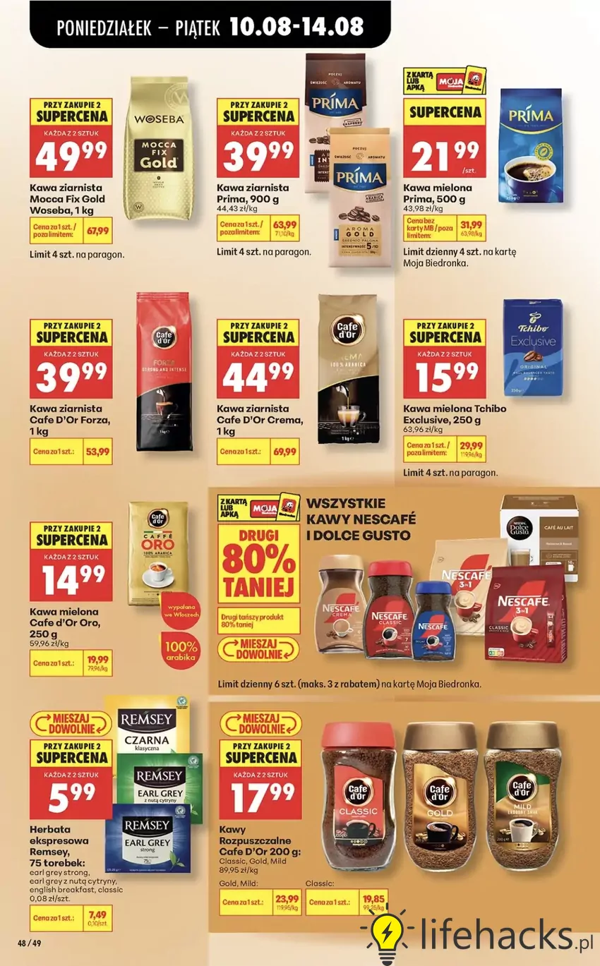 Kawy Nescafe i Dolce Gusto 80% taniej za drugą sztukę w Biedronce Promocje w Biedronce