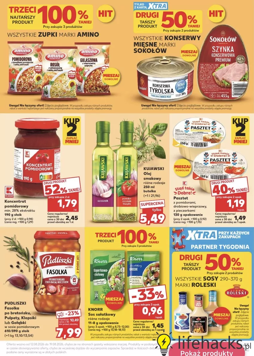 Wszystkie konserwy mięsne marki Sokołów w promocji "drugi, tańszy produkt 50% taniej" w Kauflandzie Promocje w Kauflandzie