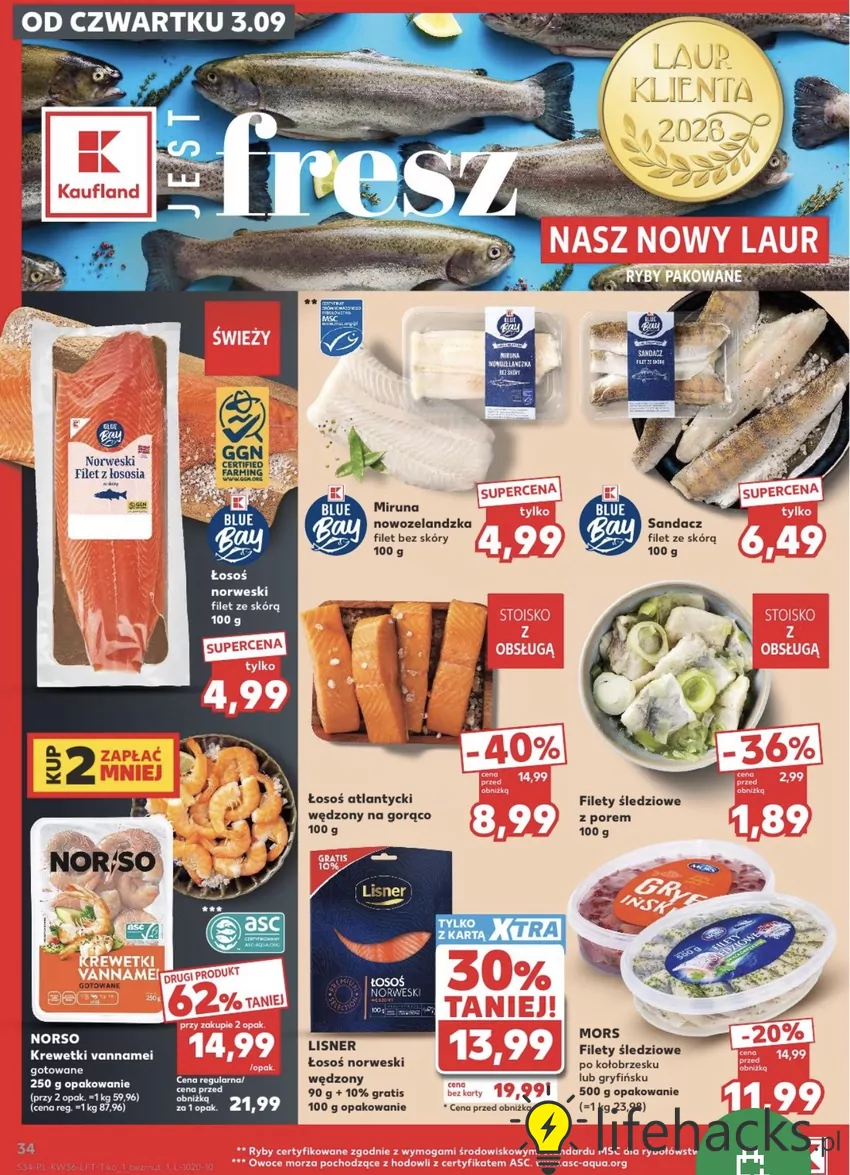 Drugie opakowanie krewetek vannamei gotowanych Norso (250 g) taniej aż o 62% Promocje w Kauflandzie