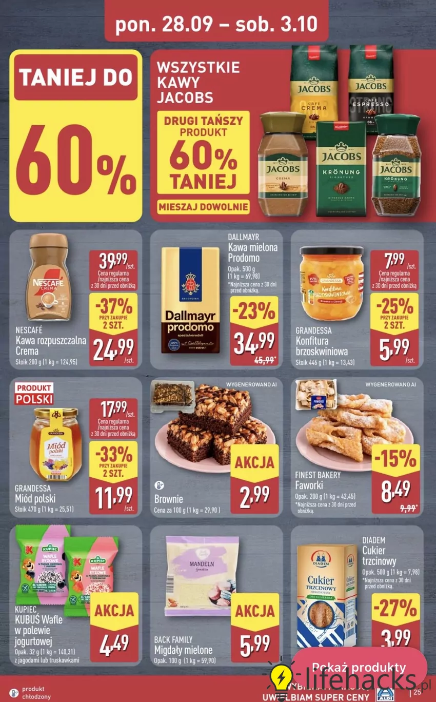 Wszystkie kawy Jacobs ze zniżką "drugi, tańszy produkt 60% taniej" Promocje w ALDI
