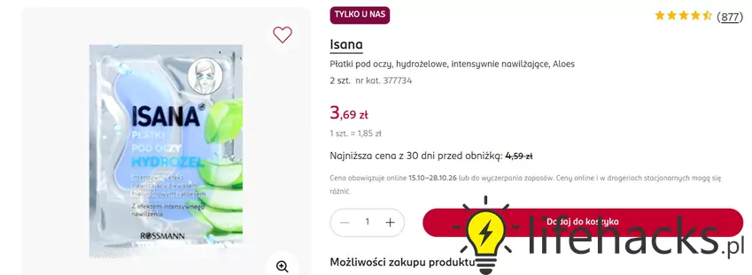 Płatki pod oczy hydrożelowe w obniżonej cenie Rossmann - gazetka
