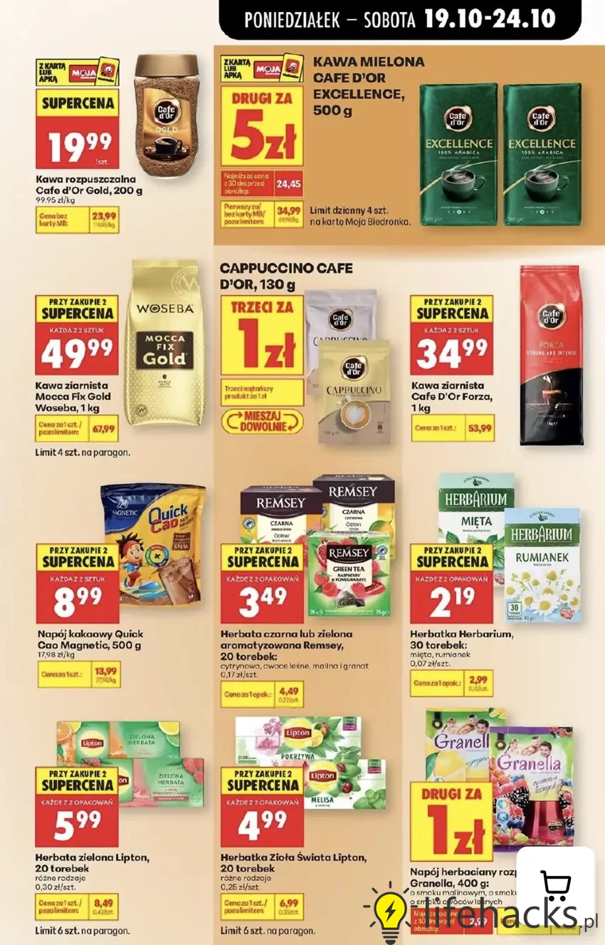 Kawa mielona Cafe d'Or Excellence (500 g) w promocji "drugi za 5 zł" Promocje w Biedronce