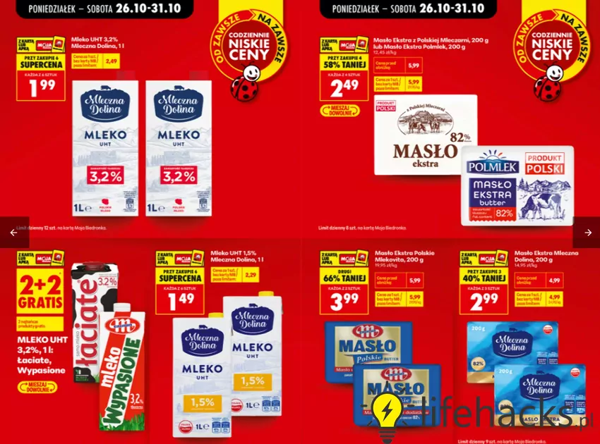 W promocji m.in. mleko i masło Biedronka - gazetka